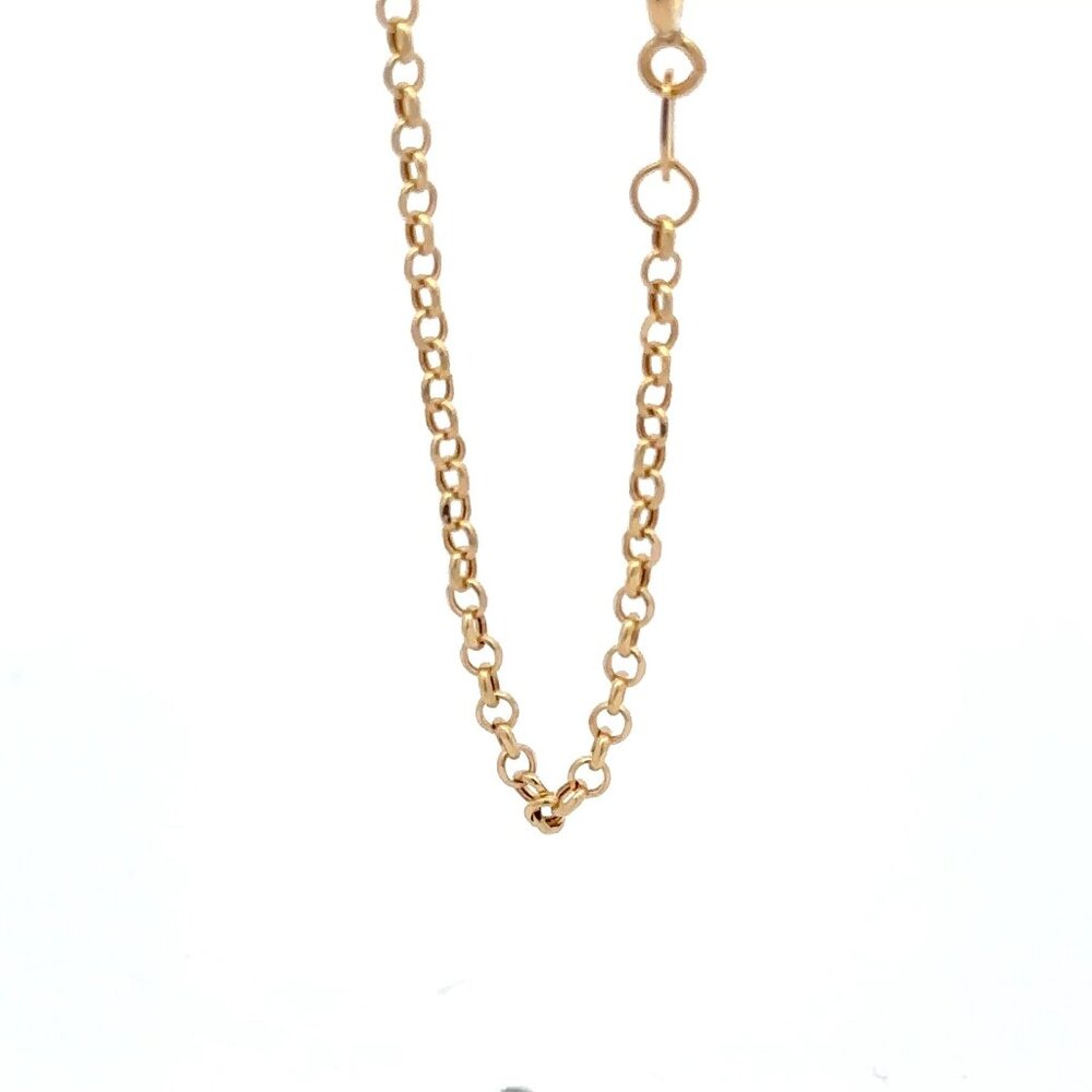 18K Gold Bracelet Rolo Chain Open Heart Charm 8 inches - Picture 6 of 9